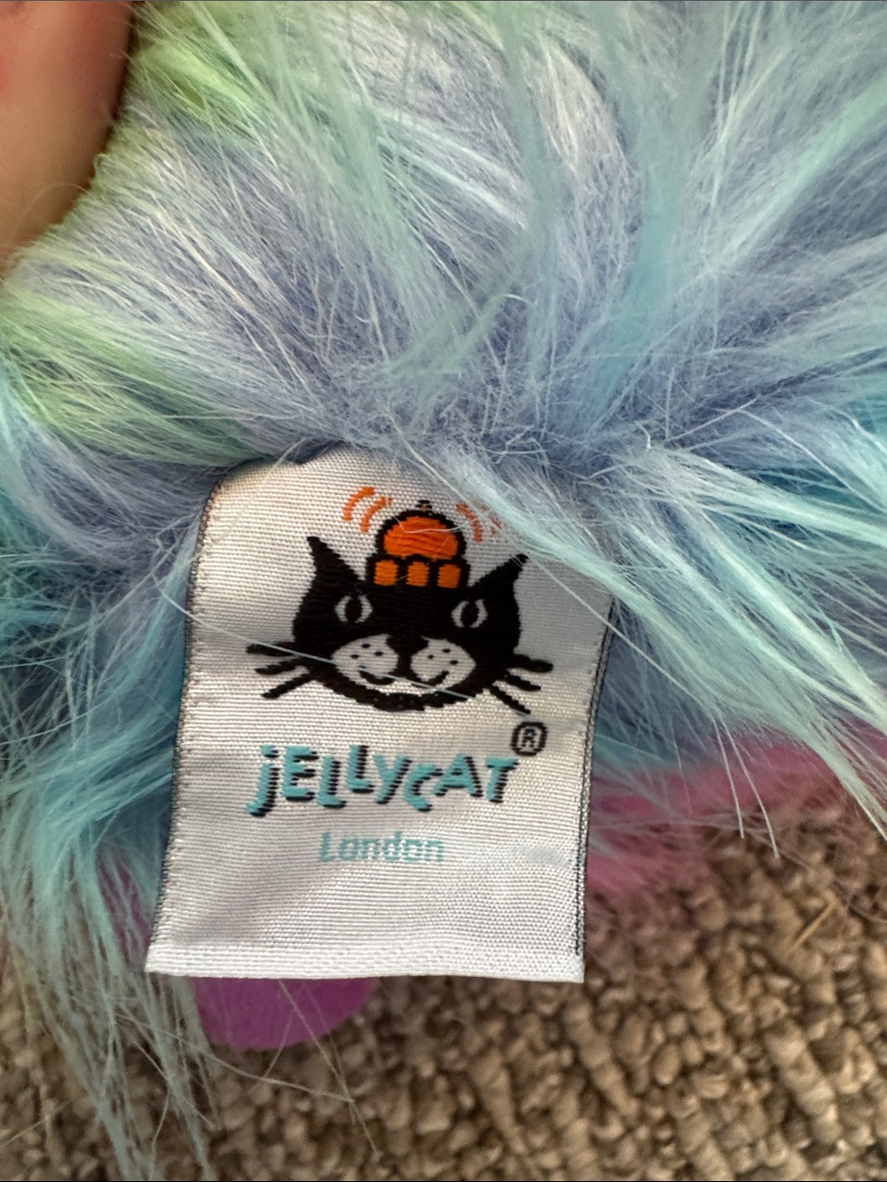Jellycat Pastel Rainbow Fuzzy Plush Bird - Blue, Green, Purple, Pink - Picture 2 of 3